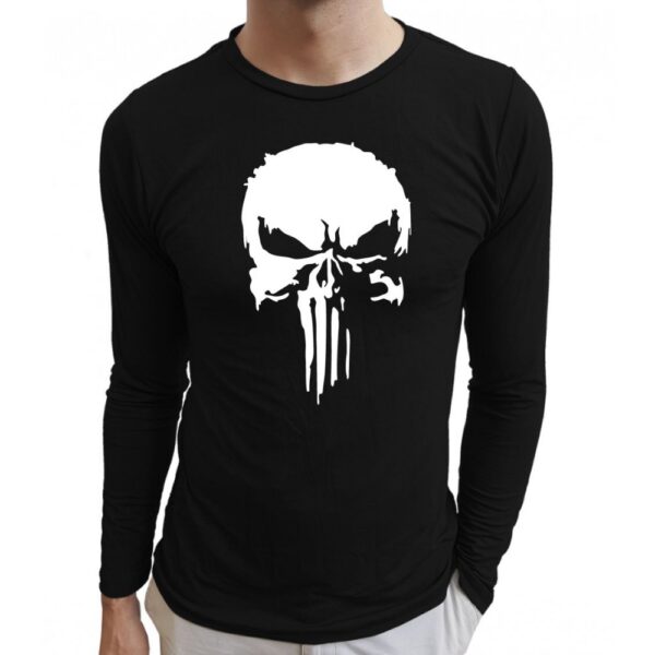 Camiseta Estampa Caveira Masculina Manga Longa