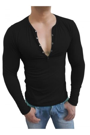Camiseta Masculina Slim Botão Pressão Manga Longa Sjons