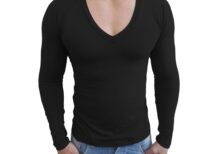 Camiseta Masculina Gola V Funda Manga Longa