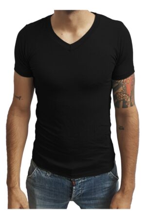 Camiseta Gola V Rasa Slim Manga Curta Sjons