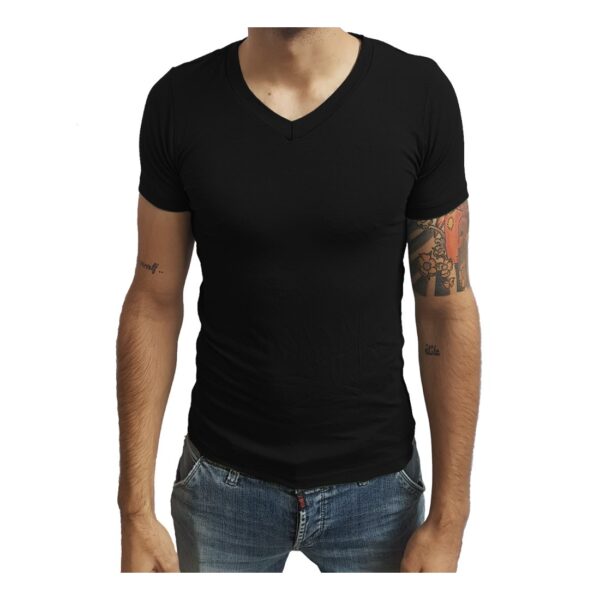Camiseta Gola V Rasa Slim Manga Curta Sjons
